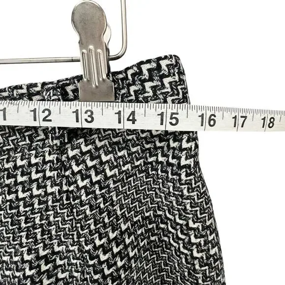 Talbots Vintage Pants Womens 14P Black White Wool Woven Plaid Wide Leg Trousers - Picture 6 of 13